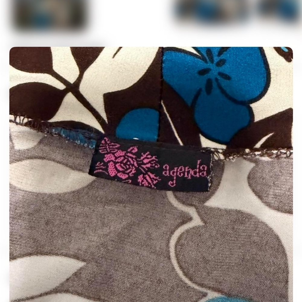 Agenda Floral Dress with Blue and Brown Design - Picture 2 of 4